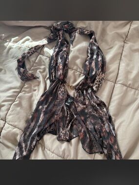 Windsor Brown Animal Print Halter Top